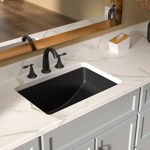 Vista 10 de Lordear Fregadero de baño de 18 x 12 pulgadas para empotrar bajo encimera, fregaderos de tocador rectangulares de cerámica de porcelana blanca pura