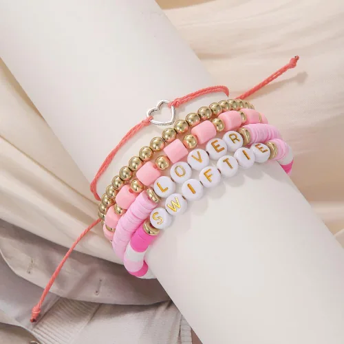 Vista 4 de Taylor Friendship Bracelets, Inspiring Bracelets for Women Girls,1989 Lover Speaknow Midnight Tour Reputation Fearless Anti-Hero Bracelets, Hershi
