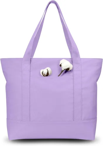 Vista 53 de TOPDesign Paquete de 1 bolsa de lona con bolsillo externo, bolsa de compras reutilizable para comestibles, cierre de cremallera superior, artículos