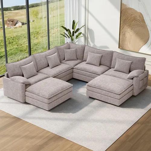 Vista 61 de Vesgantti Sofá modular de 108 pulgadas, cómodo sofá de nube con asiento profundo otomano movible, sofá modular en forma de L, sofás seccionales