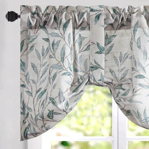 Vista 19 de VOGOL Cenefa floral negra para ventanas, patrón de pájaro, 52 x 18 pulgadas *Pájaro dorado