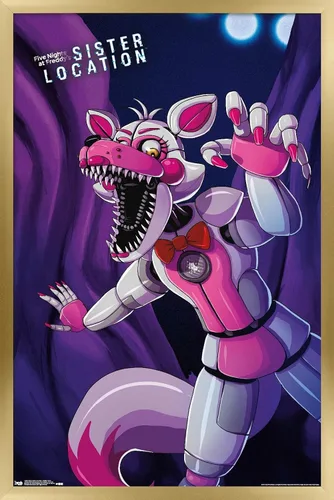 Vista 9 de Trends International Five Nights at Freddy's: Sister Location - Póster de pared Funtime Foxy, 14.725 x 22.375 pulgadas, versión enmarcada de madera