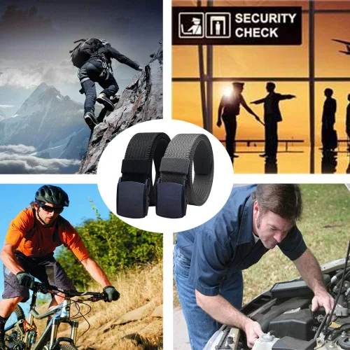 Vista 8 de WYuZe Cinturón de nailon para hombre sin metal sin níquel, cinturón táctico militar para senderismo