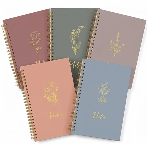 Vista 8 de Gueevin Paquete de 5 Cuadernos en Espiral Estéticos Suministros Escolares A5 Rayado Ancho 160 Páginas/80 Hojas Cuaderno Lindo para Trabajo