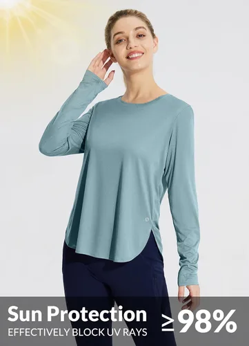Vista 60 de BALEAF - Camisetas de sol de manga larga para mujer, con FPU 50+, para senderismo, ligeras, de secado rápido, protección contra rayos ultravioleta