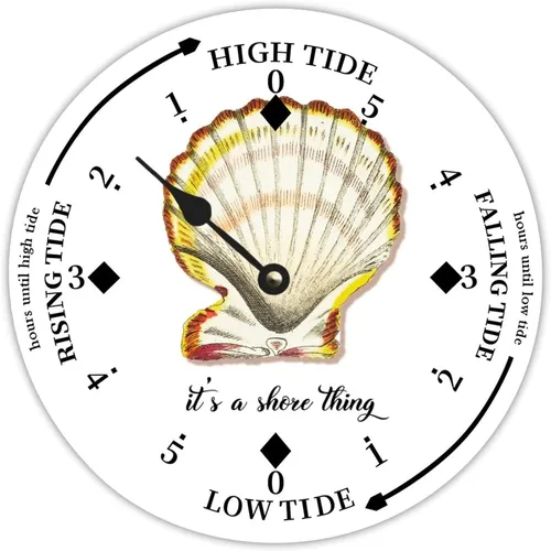Vista 14 de Reloj de marea de estrella de mar oceánico, silencioso sin tictac, funciona con pilas, reloj de marea de madera, arte de pared, reloj de movimiento