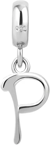 Vista 2 de LovelyCharms - Abalorio de plata de ley 925, diseño de letra del alfabeto