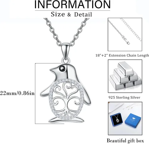 Vista 7 de Sterling Silver Animal Necklace for Women Girls Valentine's Day Birthday Party Jewelry Gifts with 18''+2'' Chain