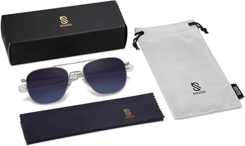Vista 5 de SOJOS Gafas de sol polarizadas cuadradas pequeñas de aviador para mujeres y hombres clásicas de doble puente aviadores SJ1179