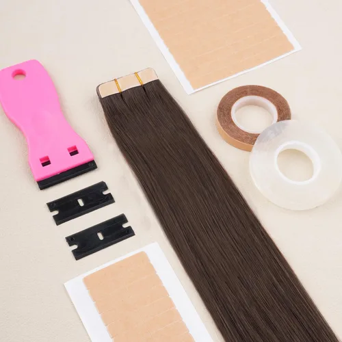 Vista 9 de WENNALIFE Rollo de cinta de extensión de cabello de doble cara, cinta transparente para extensiones de cabello, cinta sin residuos en reemplazo