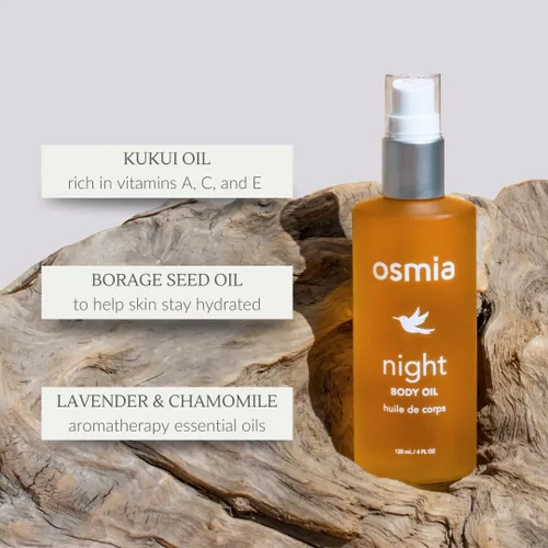 Vista 5 de Osmia Skincare - Aceite natural nocturno para el cuerpo, semillas de borraja, kukui, aceites de lavanda, nutre, calma, fortifica, belleza limpia