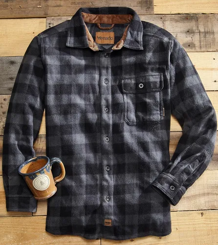 Vista 3 de Venado Camisas a cuadros para hombre Camisa pesada de vellón a cuadros Suave