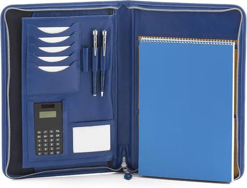 Vista 9 de Noda Cartera de cuero a4, portadocumentos, carpeta de conferencias con calculadora (negro)