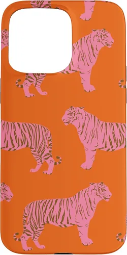 Vista 30 de Funda para iPhone 17 con diseño de tigre rosa y naranja