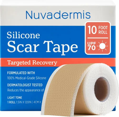 Vista 3 de Nuvadermis Paquete de cuidado de cicatrices - Gel avanzado para cicatrices y cinta de silicona para cicatrices