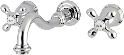 Vista 5 de Kingston Brass KS3123AX - Grifo de baño de montaje en pared central de 8 pulgadas, latón antiguo