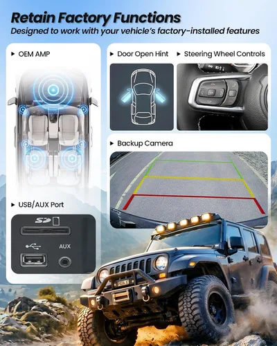 Vista 4 de Radio de coche Cidava de 13 pulgadas para Wrangler JL 2018-2023 y Gladiator JT 2020-2023 Car Stereo Head Unit Replacement with Wireless