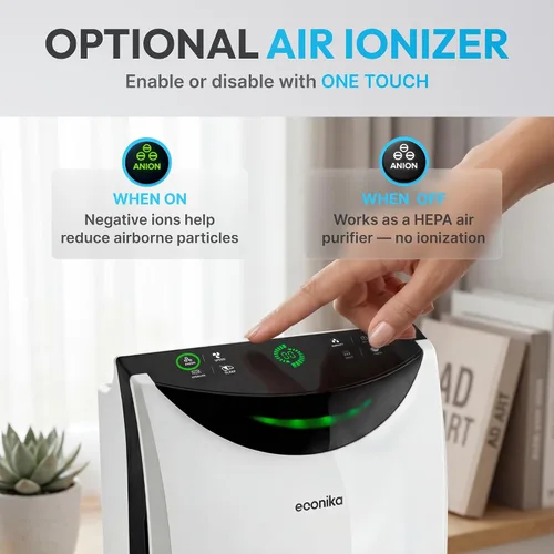 Vista 6 de Humidificador 4 en 1 y purificador de aire en una habitación grande, purificador de aire HEPA Combo con luz UV, limpiador de habitación grande