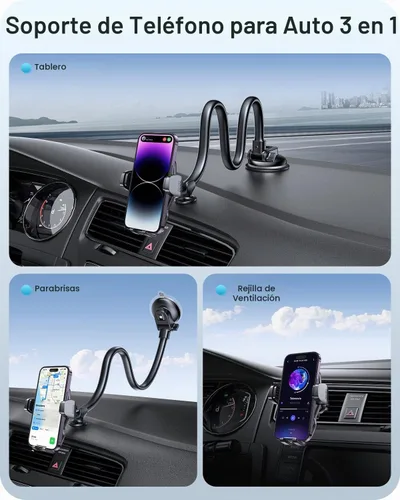 Vista 7 de APPS2Car Soporte de teléfono de cuello de cisne de 13 pulgadas para parabrisas de automóvil, ventana, salpicadero, soporte de teléfono celular