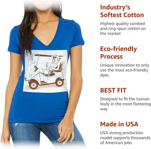 Vista 9 de Cool Golf - Camiseta con cuello en V para mujer, camiseta de moda, Blanco