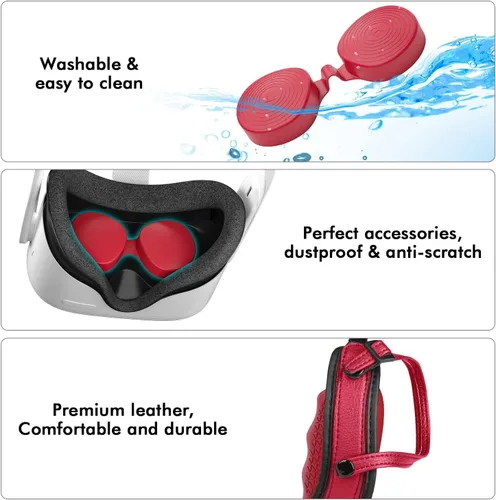 Vista 5 de AIXOTO Accessories for Oculus Quest 2 All-in-one Set for Quest 2 Controller Grips Cover Quest 2 Silicone Face Cover Lens Protective Cover VR Shell