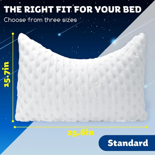 Vista 8 de KUCEY - Almohada refrescante para dormir lateral para dolor de cuello y hombros, almohadas de cama curvas de espuma viscoelástica triturada de lujo