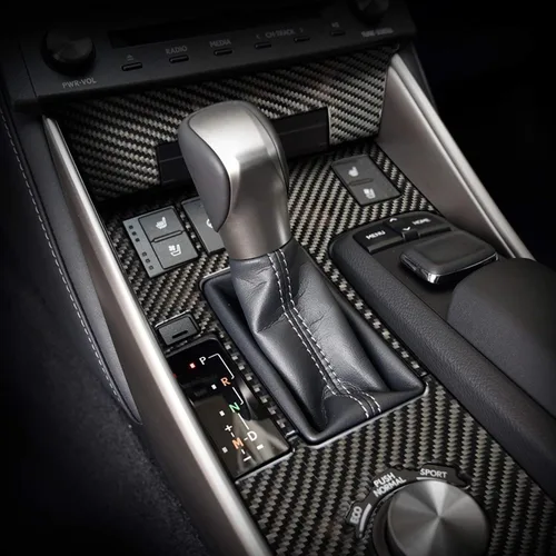 Vista 6 de x xotic tech Cubierta del panel de palanca de cambios de la consola central, fibra de carbono suave auténtica, compatible con Lexus IS250 2014 2015