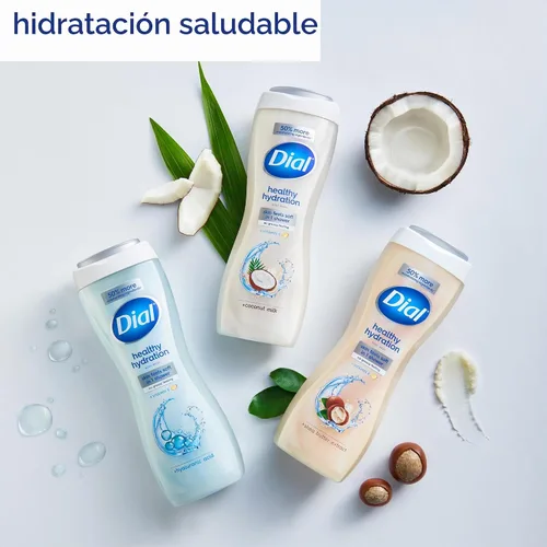 Vista 11 de Dial Gel de Ducha, Hidratación Saludable, Leche de Coco + Vitamina E, 16 onzas líquidas (Paquete de 4), Suave, Deja la Piel Suave en 1 Ducha