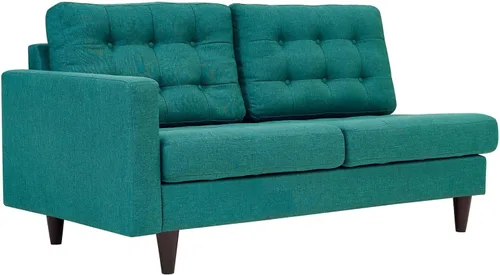 Vista 50 de Sofá esquinero Modway Empress, estilo de mediados de siglo, tapizado de tela en avena, Tela, Celeste