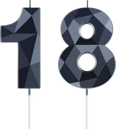 Vista 17 de Nuanchu Velas de cumpleaños número 10 en forma de diamante 3D Velas numerales para pastel de cumpleaños Decoración temática para horneado familiar