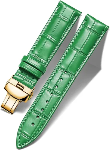 Vista 7 de BINLUN Leather Watch Strap, Quick Release Genuine Leather Replacement Watch Band with Butterfly Deployment Buckle for Men and Women, 12mm-24mm Blanco