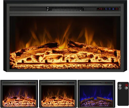 Vista 16 de Insertos de chimenea eléctrica de 23.6", brillo ajustable, termostato y temporizador, protección contra sobrecalentamiento, 750/1500W