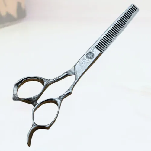 Vista 3 de Tijeras de corte de pelo de acero de dos lados para adelgazar los dientes de corte de peluquería peluquería peluquería salón de afeitar