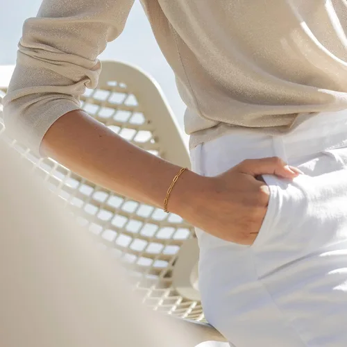 Vista 3 de Pulsera de oro de 14 quilates con cierre de plata de ley 925 de 0.157in para mujer, pulseras de oro con corte de diamante para mujer, pulsera de oro