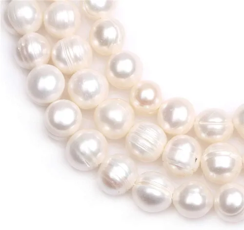 Vista 2 de JOE Foreman Natural 1112mm de agua dulce perla cultivada redonda Loose Beads para joyas Wholesale Beads Blanco 15