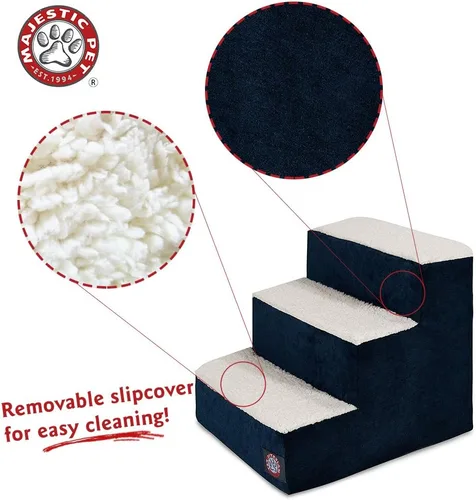 Vista 3 de Majestic Pet Escaleras portátiles para mascotas Sensación suave de espuma Sherpa Escalones para perros y gatos Rampa para perros y gatos