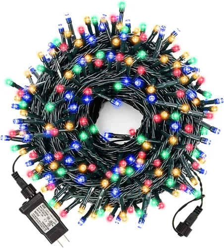 Vista 13 de XUNXMAS Luces de Navidad con 300 luces LED de 108 pies que cambian de color con blanco cálido y multicolor, 11 modos, impermeable, conectable, tira