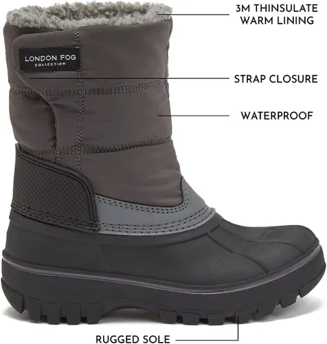 Vista 2 de London Fog Jett Botas de nieve para niños, botas de nieve de invierno aisladas para niños y niñas, tallas de 11 a 5
