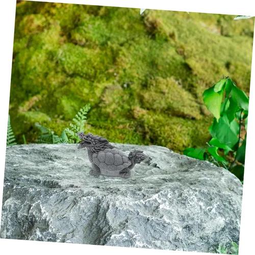 Vista 5 de Toddmomy Decoración para el hogar, figura de tortuga, estatua decorativa de tortuga para pecera, adorno de prosperidad asiática gris