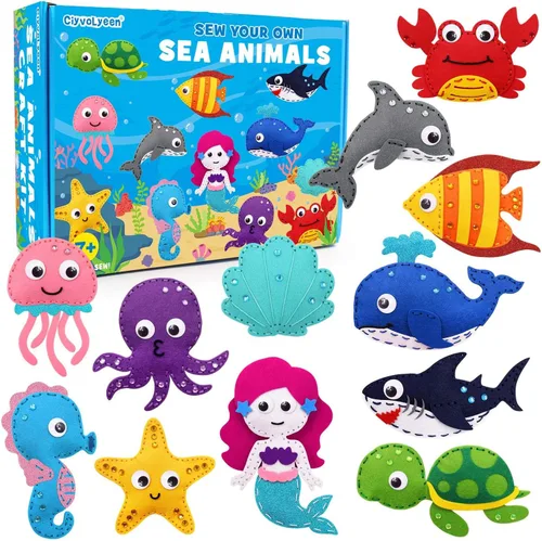 Vista 11 de CiyvoLyeen Kit de Costura de Aves Silvestres para Niños y Niñas Kit de Costura de Animales para Principiantes Conjunto de 12 Proyectos de Costura