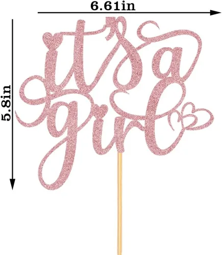 Vista 4 de Decoración para tartas con texto en inglés "It's a Girl" para baby shower, revelación de género, suministros para fiesta de primer cumpleaños