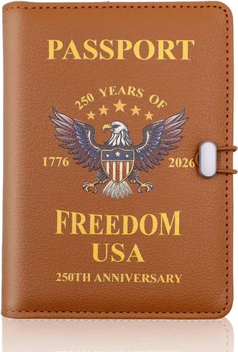 Vista 53 de Melsbrinna Funda de cuero prémium para pasaporte, impermeable, con bloqueo RFID, cartera de viaje con soporte para bolígrafo, bonito libro