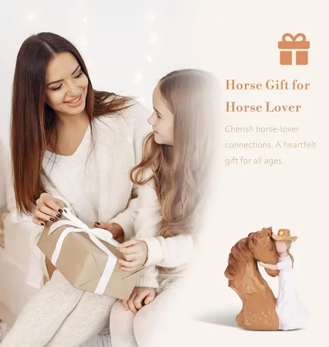 Vista 6 de BEARAE Figura de caballo para niñas y mujeres, escultura de resina pintada a mano, decoración ecuestre, regalos para amantes de los caballos