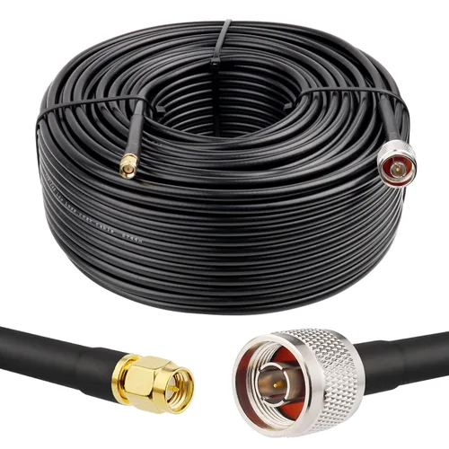 Vista 17 de MOOKEERF 2 piezas de cable N macho a SMA macho 1 pie, cable SMA a N de 50 ohmios de baja pérdida ultra KMR240 coaxial para enrutador WiFi, receptor