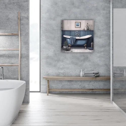 Vista 3 de ZHOUWALLPIC Cuadro decorativo de pared para baño, impresiones en lienzo azul para bañera, pintura de baño de granja, obra de arte para decoración