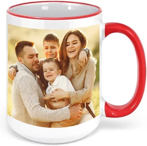 Vista 2 de Taza de café personalizada, regalo personalizado, taza de cerámica con foto, imágenes o texto, novedad de tazas personalizadas, perfecta para rojo