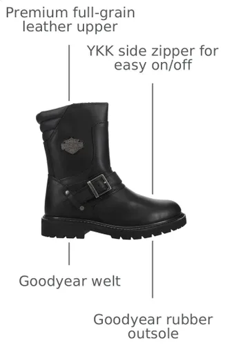 Vista 3 de Harley-Davidson Botas de motocicleta Booker con correa delantera de 8.25 pulgadas para hombre D95194