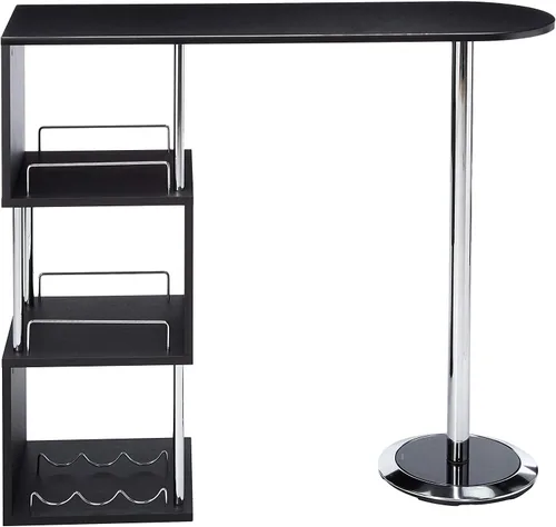 Vista 4 de Kings Brand Furniture - Minorca - Moderna mesa de bar para vinos con estantes (negro)