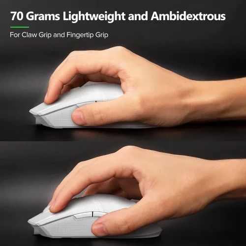 Vista 3 de DeLUX M800PRO - Mouse inalámbrico para juegos con sensor PAW 3370, conexión multidispositivo, rueda codificadora TTC, 19000 DPI, 70 G ligero