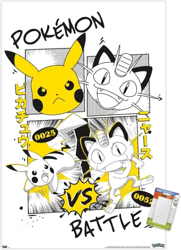 Vista 10 de Trends International Pokémon - Póster de pared de anime de batalla, 22.4 pulgadas de largo x 14.7 pulgadas, versión enmarcada de madera de granero